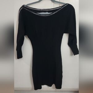 Guess Black Dress With Silver Chain On Top Size M